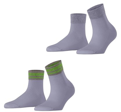 ESPRIT Damen Retro Glitter 2-Pack Socken atmungsaktive biologische nachhaltige Baumwolle gemustert 2 Paar