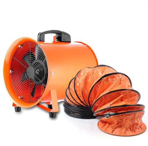 LENDISIY Ventilador axial industrial, portátil, 2580 m³/h, diámetro de 250 mm, ventilador axial con manguera de PVC de 10 m, ventilador de tubo axial, ventilador de tubo de 2580 m³/h
