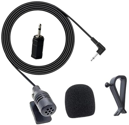 MICMXMO Microfono per auto da 3,5 mm per auto, stereo, radio, GPS, DVD, unità principale, microfono di ricambio per Sony, Pioneer, Kenwood, Boss, JVC, Jensen Alpine, con adattatore da 3,5 mm a 2,5 mm