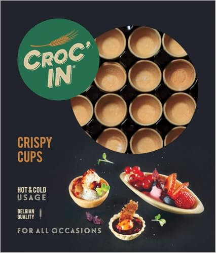 CROC'IN - Coppette Commestibili da Riempire Neutro - Base per Pasticceria o Aperitivi - Finger Food - Artigianali e Vegane - 60 Pezzi