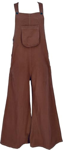 GURU SHOP Latzhose mit Weiten Hosenbeinen, Ethno Style, Boho Schlaghose - Braun, Damen, Size:XL