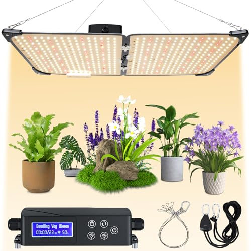 TRUMPETS Led Grow Lampe, 120W Pflanzenlampe LED Vollspektrum Dimmbare, IP65 Wasserdicht Timing Pflanzenlicht LED Grow Light, Wachstumslampe für Zimmerpflanzen Gemüse Blume Anzüge 120x120cm Growzelt