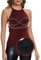 ANYFITTING Damen Pailletten Tops Ärmellose Neckholder Camisole Tops mit Integriertem BH Cami Bluse BH Hemden für Damen Geripptes Funkelndes Rot S