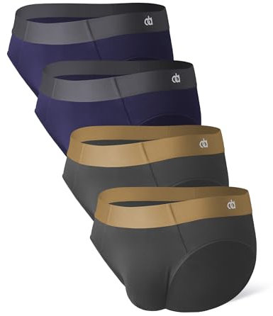 DAVID ARCHY Lot de 4 slips en bambou super doux, confortables et légers pour homme, 2 bleu foncé + 2 gris foncé, S