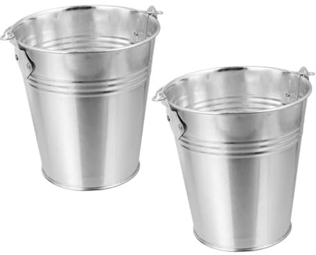 BEBEMOKO Práctico Cubo de para Barbacoa 2 Piezas Cubo de Metal Portátil para Recoger Grasa Y Goteos