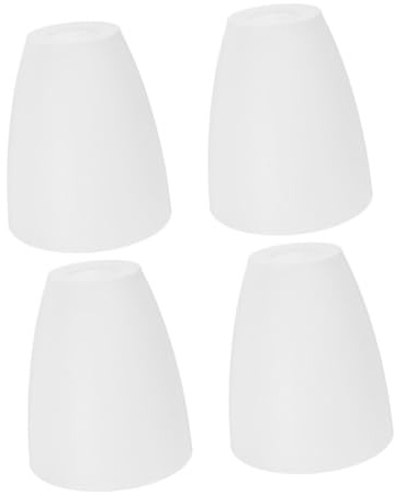 Ersatzlampenschirm Flach aus Kunststoff für E14 Lampen, Weiß | 4 Stück, 30mm Mittelloch, Einfache Montage, Formstabil und Vielseitig Nutzbar für Studien und Schlafzimmer