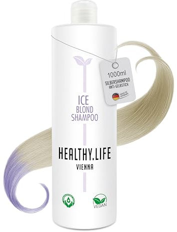 HLV - Anti Gelbstich Shampoo, Silbershampoo - violettes Pigmentshampoo gegen Gelbstich im blondem weißem & grauem Haar - mildes Reinigungsshampoo - Vegan, für alle Haartypen (ICE Blond Shampoo1000ml)