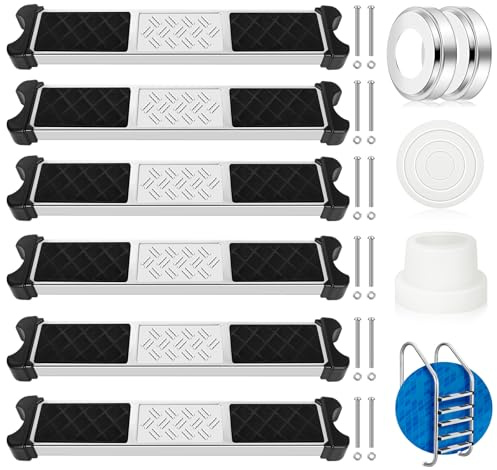 6 escalones de repuesto de escalera de piscina de acero inoxidable con escudo de escalera de piscina y parachoques de escalera de piscina antideslizante de 1.9 pulgadas con pernos para piscinas