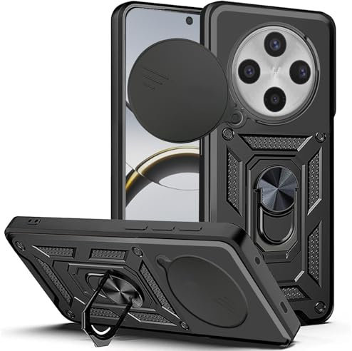 XCYYOO Coque pour Oppo Find X8 Pro avec Anneau Antichoc Housse avec Support Cache Caméra Coulissante Étui Protection Caméra Cover Voiture Magnétique Case avec Stand Bumper Militaire Anti-Rayures,Noir