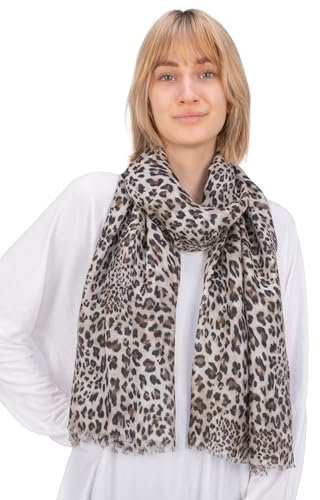 Seasons of April Leichter & weicher Damen Schal Leo Halstuch Schlauchschal - Sara Leo (Beige S70)