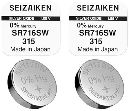 2 pile a bottone originali SEIZAIKEN 315, SR716SW, 1,55 V, batterie per orologio, ossido d'argento, 0% mercurio, 100% Made in Japan