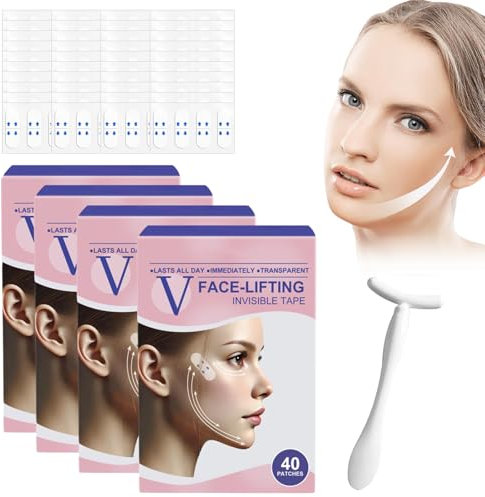 160 Stück Face Lifting Tape,Mit Massagestab,Unsichtbares Face Lift Patch, Hautstraffung, Makeup Facelifting Tools, Facelifting Aufklebers Für Frau