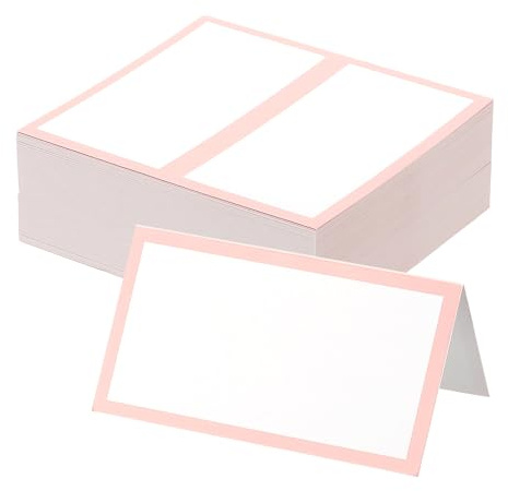 PATIKIL 50Pcs Cartes de Place de Table 3.5 x 2 Pouces, Rose Clair | Cartes de Place Vierges pour Table Réception de Mariage Buffet