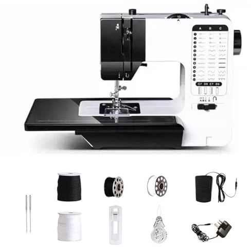 Tragbare Elektrische Nähmaschine mit Anschiebetisch,38 Stichprogrammen Nähmaschine für Anfänger und Kinder,Sewing Machine Mini mit Einstellbarer Geschwindigkeit mit Fußpedal & Nähset