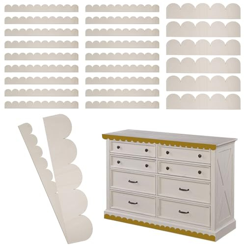 24 Stück unlackierte Gewellte Dekorative Holzleisten DIY Dekorative Holzleiste für Zuhause, Wandschrank, Regal, Tür, Fenster, Rahmen 2 Größe (40x4x0,25 cm und 40x8x0,25 cm)