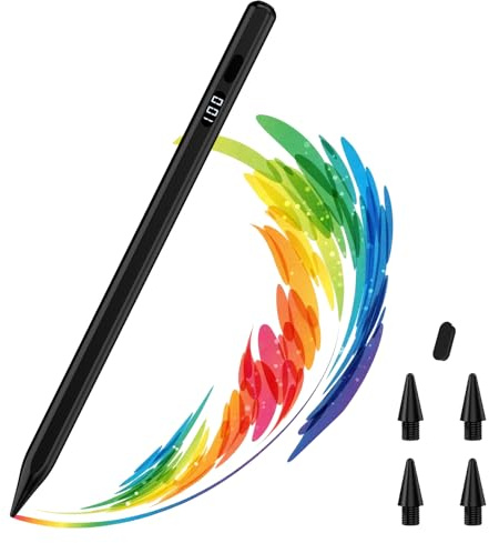 MoKo Penna Stylus Per iPad 2018-2026, Penna USB-C Con Display LED | Sensibilità All'Inclinazione,Rifiuto Del Palmo,Per iPad 11/10/9/8/7/6,Air M4/M3/M2/5/4/3,Pro 13/12.9/11,Mini 7/6/5