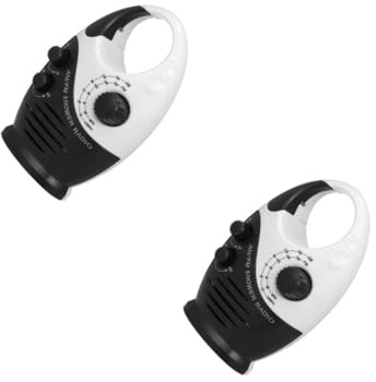 DIYEAH 2 Pièces Radio Étanche Am FM Portable avec Haut-Parleur Ajustable Batterie Intégrée pour Salle de Bain Table de Chevet et Garage