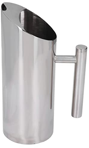 Jarra de acero inoxidable, jarra para bebidas frías de 1 l/33,8 oz con mango ergonómico, jarra multifuncional para bebidas para el hogar, restaurante, cafetería, herramienta para