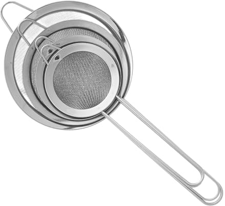 DIYEAH 4 piezas Colador Cocina Acero Inoxidable Malla Fina Filtro Jugo Harina Azúcar Cocina Diaria Resistente y Fácil Limpieza