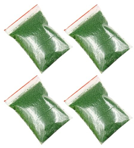 Housoutil Poudre de Gazon Synthétique Verte 4 Pcs pour Modélisme Matériel de Flocage pour Maquettes Pelouse Artificielle Réaliste pour Table de Train Miniature et Paysage DIY