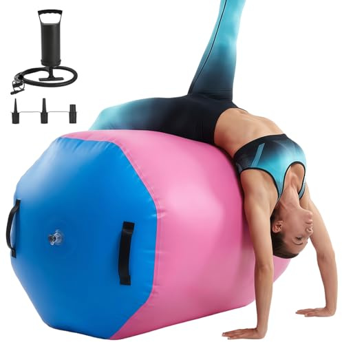 Aufblasbare Air Roll mit Luftpumpe Air Rolle Turnen PVC Air Track Langlebige Air Barrel Gymnastikmatte für Yoga Gymnastik Pilates Fitness