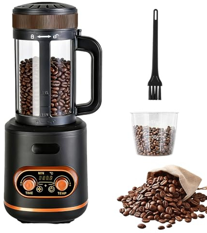 Tostadora de café por aire caliente 200 g, máquina automática de 2200 W para granos de café, recipiente de granos separado, temperatura y temporizador regulables de forma continua, ideal para hogar