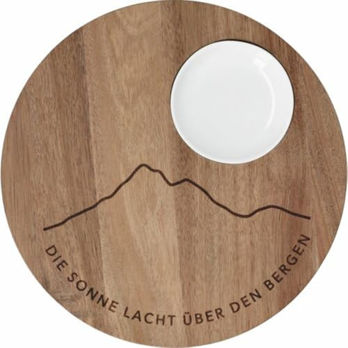 Räder Bergluft Tablett „Die Sonne lacht“ – Akazienholz mit Bergmotiv
