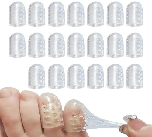 Toe Protectors For Blisters & Corns - 20 Pieces Soft Silicone Pinky Toe Protector | Breathable Gel Digit Covers With Perforated Design | Anti-Friction Caps For Little Digit Discomfort Relief Men Women