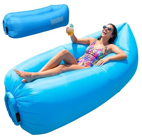 Aufblasbares Sofa, Tragbares Aufblasbarer wasserdichtes Lounger Schlafsack integriertem Seitentaschen Air Sofa Kissen Gartenfreizeitschlafsack-kampierender Outdoor für Camping Wander, Schwimmbad