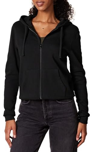 Amazon Essentials Felpa con Cappuccio e Cerniera in Pile Donna, Nero, XS