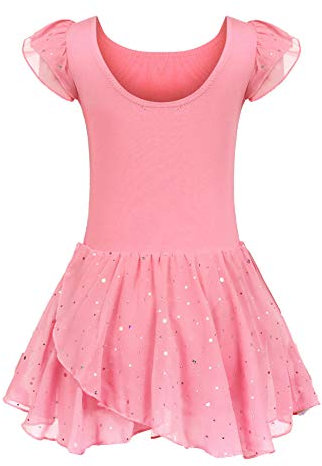 trudge - Vestito da danza per bambine, a maniche corte e lunghe, in cotone, adatto per il balletto, con gonna a tutù, 120 cm