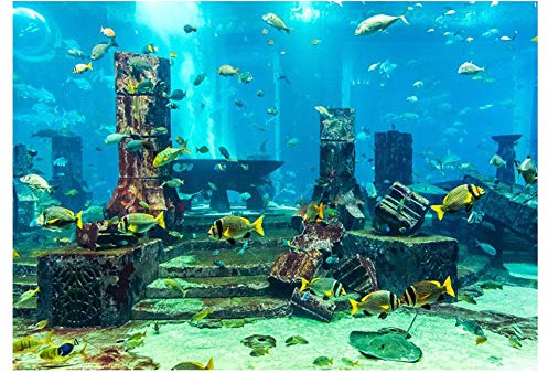 koulate Unterwasser Poster Aquarium Wanddekoration, Unterwasser Stadt Ruinen Aquarium Poster PVC Aquarium Hintergrund Aufkleber(1#)-per Halloween