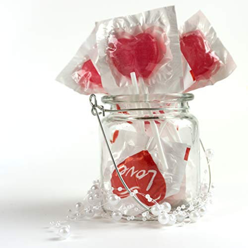 FOOD crew 40 Herzlollies Süssigkeiten – Candy bar Süßigkeiten Großpackungen Herz Lolly - Lolli als Tischdeko für Hochzeit Taufe Valentine - Herz Lollis - Valentinstag Bonbons