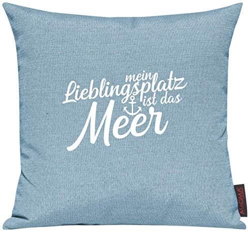 Shirtinstyle Sofakissen Mein Lieblingsplatz Ist Das Meer, Größe 40 x 40cm, Farbe Tuerkis