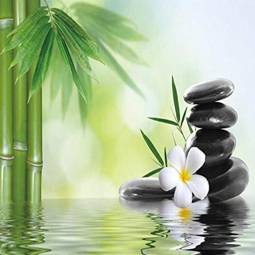 Fototapete Zen Bambus Wald Steinblume Art Fototapete Vlies Tapeten Wandtapete XXL Moderne Wanddeko Wohnzimmer Schlafzimmer Büro Flur 250X175cm