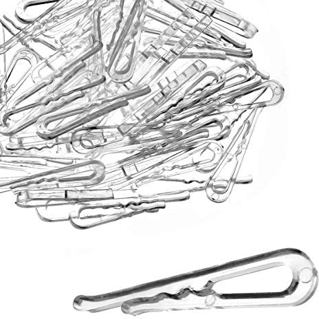 MEETOOT 300pcs Transparent Plastic Alligator Clip 38mm Shirt Fixing Packing Clip U Shape Plastic Clothespins for Ties Socks Pants Shirts