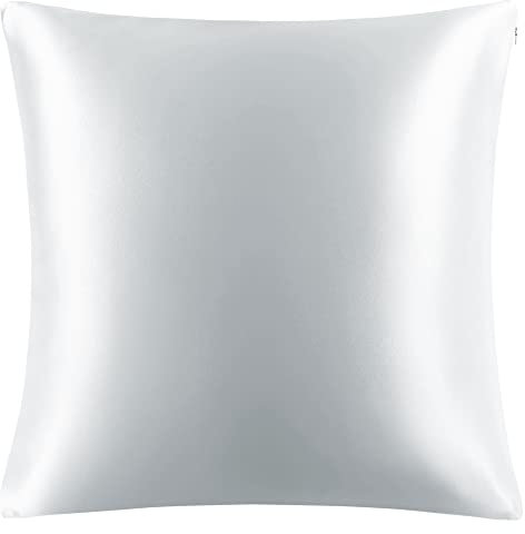 PiccoCasa 25 Momme Kissenbezug aus Doppelseitige 100% Seide Kissenbezug für Haar und Haut - Maulbeerseide Kopfkissenbezug - mit verstecktem Reißverschluss Silbergrau 80×80cm