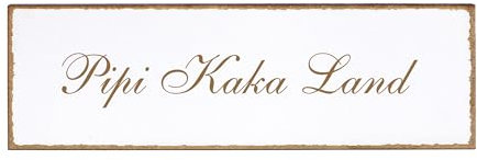 Dekolando Deko Türschild - Pipi Kaka Land - Schild 150 x 50 mm - Schilder Türschilder Namensschilder Wohnung selbstklebend Holzschild Tür Holzschilder