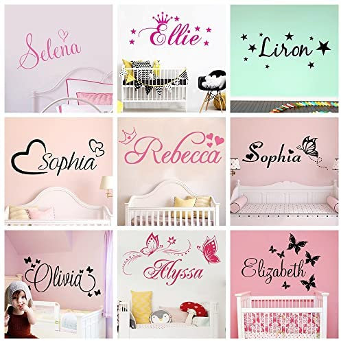 jifu Adesivo con Nome Personalizzato, Adesivo Nome Personalizzata Murale Nome Personalizzato Wall Stickers Personalizzato Decorazione Cameretta Bambina Adesivi Murali Nome (L)