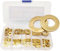 Vokowin 180pcs Brass Washers, Flat Washer, Joint Flat Washer In Brass Assortment Set M2 M2.5 M3 M4 M5 M6 M8 M10 for Metal Collar Sealing Rings with Box (K214-1)