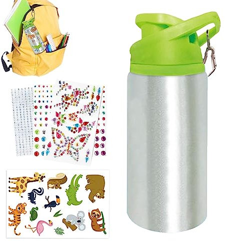 Decorate Your Own Water Bottle Craft Kits for Kids, Fun Travel Arts and Crafts for Kids, 500ml DIY Aluminum Drinking Water Bottle with Gem Diamond Painting DIY Crafts Set Toys