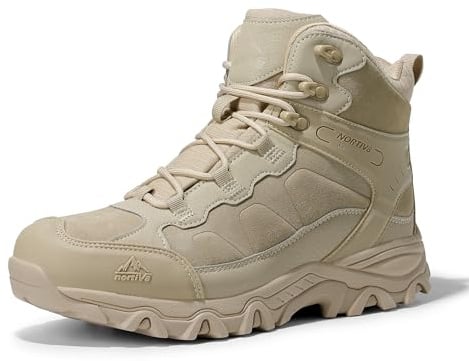 NORTIV 8 Men's Waterproof Lightweight Walking Boots,Size 7.5,Sand