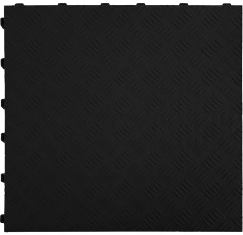 RAMROXX Riffelblech Performance Bodenfliese Garagenboden Floor Schwarz 40x40cm