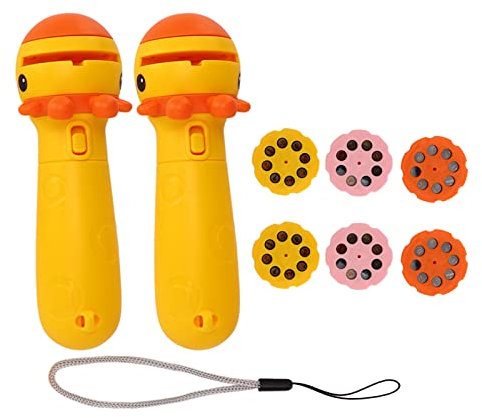 Projection Flashlight, Pack of 2 Flashlights Projector Yellow Cute Deer Shape Projection Flashlight Night Light for Children, Before Going to Bed, Learning