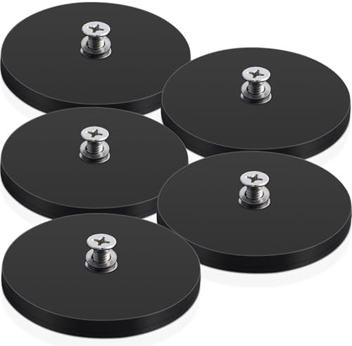 5Stück Neodym Magnete Gummiert Ø 88mm Magnete mit Gewinde Magnete Stark Gewinde 45kg Haftkraft M4 Innengewinde Magnetischer Montagesockel für Lichtleisten, Gummi Runde