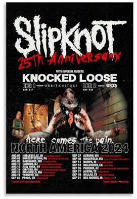 Lebaito Slipknot Poster Rockband Music Live 2024, Vintage-Retro-Cover-Poster für Zimmer, ästhetische Leinwand, Wandkunst, Schlafzimmerdekoration, 30 x 45 cm