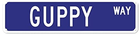 asbwuo Guppy WAY Retro-Blechschilder, lustiges Aluminiumschild, für Zuhause, Poster, Haustür, Garten, Hof, Wand, Kneipe, Club, hängende Dekoration, 10,2 x 40,6 cm