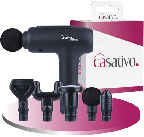 Professionelle Massagepistole, Massage Gun, 6 Köpfe, 20 Intensitätsstufen, Muskel Massagegerät, Akkubetrieb Massagegerät für Oberschenkel, Bauch, Schulter, Nacken und Rücken