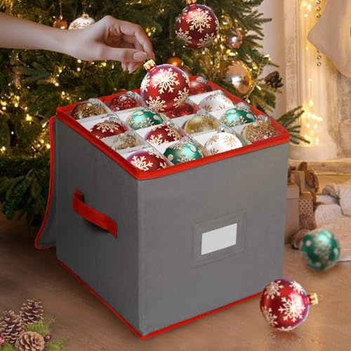 Shyllin Aufbewahrungsbox für Weihnachtsschmuck, Weihnachtskugel Aufbewahrungsbox, Weihnachtskugeln Box, 64 Fächer, geeignet für Weihnachtskugeln, Ornamente, Kleidungsaufbewahrung,30 x 30 cm