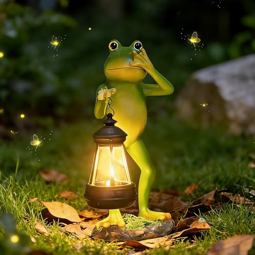 LYPPUL Solar Frosch Statue, Frosch Solar Gartendeko für Draußen, Deko Frosch für Draußen, solar froschs deko Gartenfigur, Gartenfrosch dekos Geschenk für Hof Dekoration, Balkon, Gartengeschenke